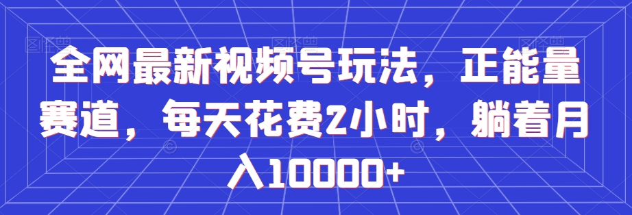 全网最新视频号玩法，正能量赛道，每天花费2小时，躺着月入10000+【揭秘】-铭创资源库