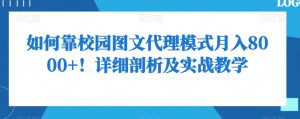 如何靠校园图文代理模式月入8000+!详细剖析及实战教学【揭秘】-铭创资源库