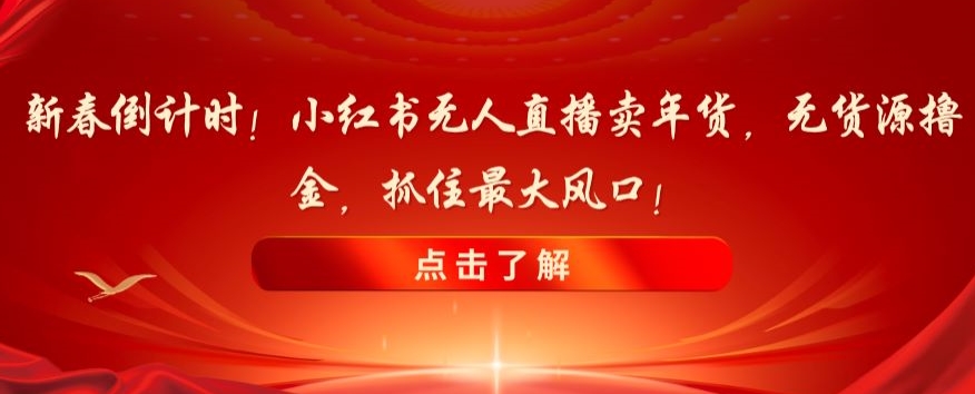新春倒计时！小红书无人直播卖年货，无货源撸金，抓住最大风口【揭秘】-铭创资源库