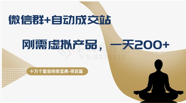 十万个富翁修炼宝典之8.微信群+自动成交站，刚需虚拟产品，一天200+-铭创资源库