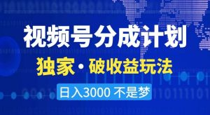 视频号分成计划，独家·破收益玩法，日入3000不是梦【揭秘】-铭创资源库