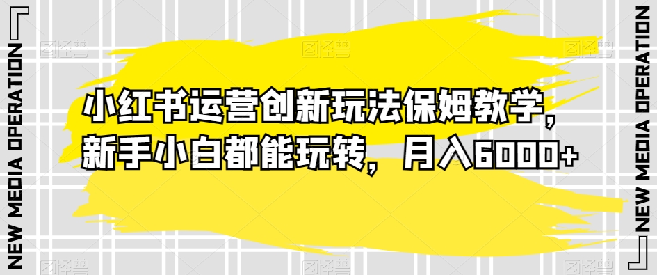 小红书运营创新玩法保姆教学，新手小白都能玩转，月入6000+【揭秘】-铭创资源库