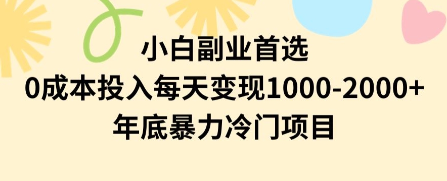 小白副业首选，0成本投入，每天变现1000-2000年底暴力冷门项目【揭秘】-铭创资源库