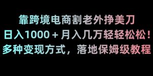 靠跨境电商割老外挣美刀，日入1000＋月入几万轻轻松松！多种变现方式，落地保姆级教程【揭秘】-铭创资源库