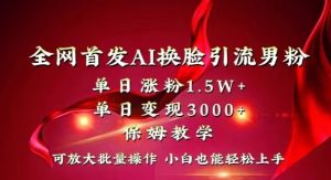 全网首发Ai换脸引流男粉，单日涨粉1.5w+，单日变现3000+，小白也能轻松上手拿结果【揭秘】-铭创资源库
