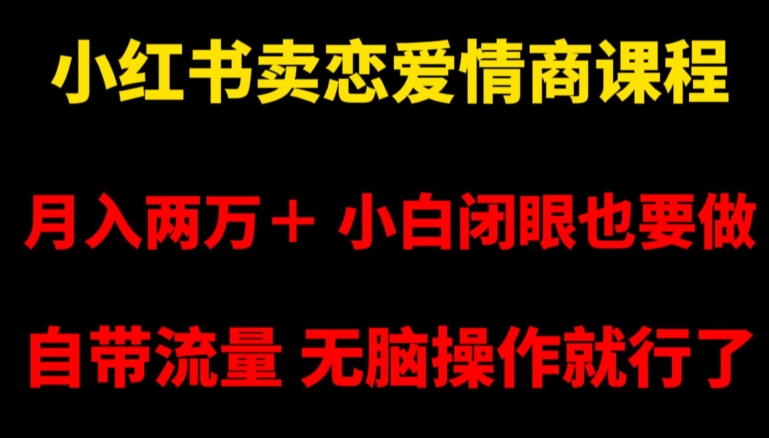 小红书卖恋爱情商课程，月入两万＋，小白闭眼也要做，自带流量，无脑操作就行了【揭秘】-铭创资源库