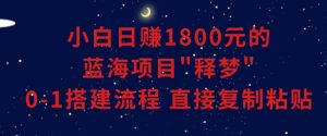 小白能日赚1800元的蓝海项目”释梦”0-1搭建流程可直接复制粘贴长期做【揭秘】-铭创资源库
