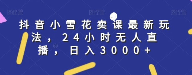 抖音小雪花卖课最新玩法，24小时无人直播，日入3000+【揭秘】-铭创资源库
