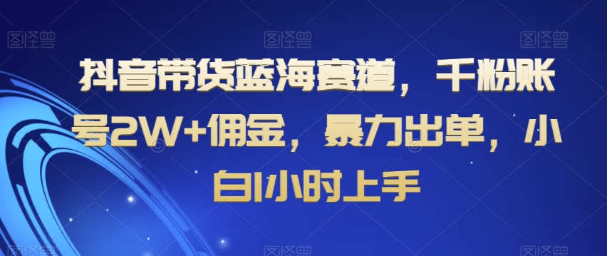 抖音带货蓝海赛道，千粉账号2W+佣金，暴力出单，小白1小时上手【揭秘】-铭创资源库