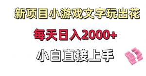 新项目小游戏文字玩出花日入2000+，每天只需一小时，小白直接上手【揭秘】-铭创资源库