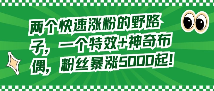 两个快速涨粉的野路子，一个特效+神奇布偶，粉丝暴涨5000起【揭秘】-铭创资源库