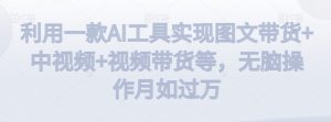 利用一款AI工具实现图文带货+中视频+视频带货等，无脑操作月如过万【揭秘】-铭创资源库