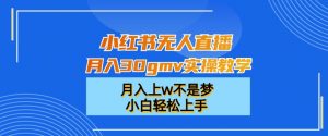 小红书无人直播月入30gmv实操教学，月入上w不是梦，小白轻松上手【揭秘】-铭创资源库