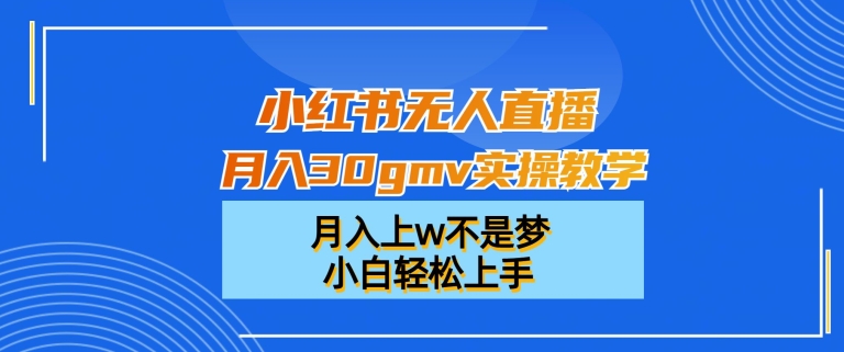 小红书无人直播月入30gmv实操教学，月入上w不是梦，小白轻松上手【揭秘】-铭创资源库