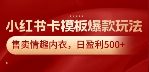 小红书卡模板爆款玩法，售卖情趣内衣，日盈利500+【揭秘】-铭创资源库