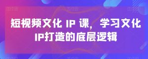 短视频文化IP课,学习文化IP打造的底层逻辑-铭创资源库