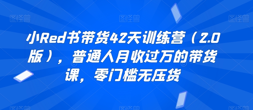 小Red书带货42天训练营（2.0版），普通人月收过万的带货课，零门槛无压货-铭创资源库
