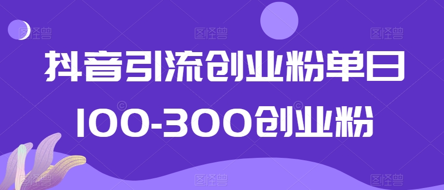 抖音引流创业粉单日100-300创业粉【揭秘】-铭创资源库