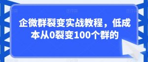企微群裂变实战教程，低成本从0裂变100个群的-铭创资源库