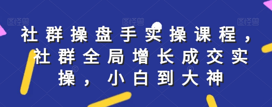 社群实操课程，社群全局增长成交实操，小白到大神-铭创资源库
