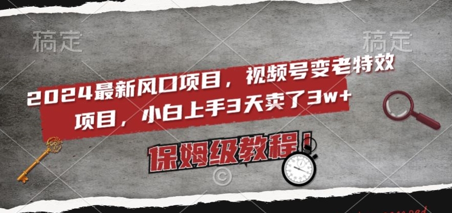 2024最新风口项目，视频号变老特效项目，电脑小白上手3天卖了3w+，保姆级教程【揭秘】-铭创资源库