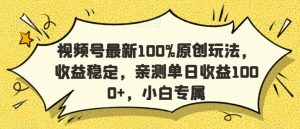 视频号最新100%原创玩法，收益稳定，亲测单日收益1000+，小白专属【揭秘】-铭创资源库
