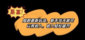 短剧最新玩法，新手当天就可以有收入，收入轻松破万【揭秘】-铭创资源库