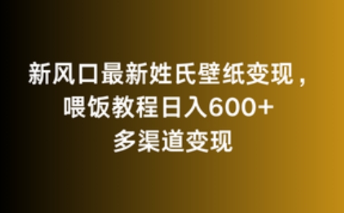 新风口最新姓氏壁纸变现，喂饭教程日入600+【揭秘】-铭创资源库