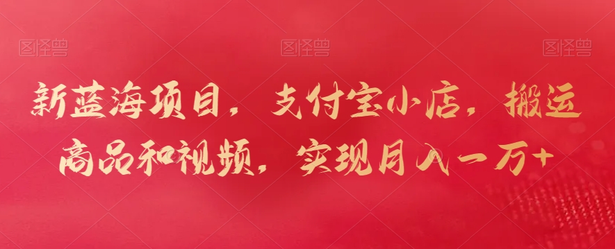 新蓝海项目，支付宝小店，搬运商品和视频，实现月入一万+【揭秘】-铭创资源库