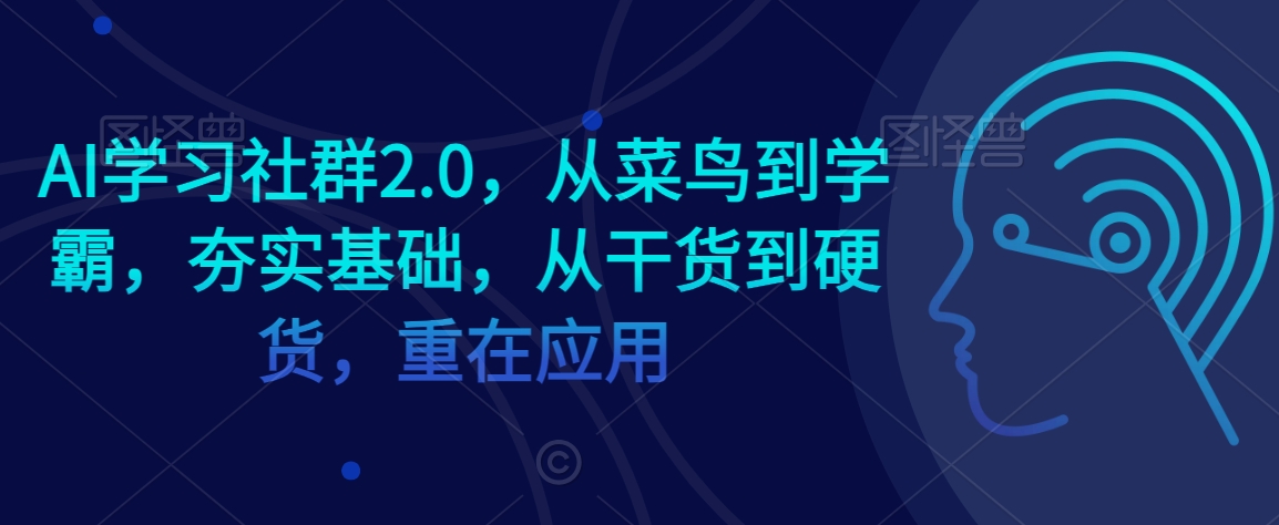 AI学习社群2.0，从菜鸟到学霸，夯实基础，从干货到硬货，重在应用-铭创资源库