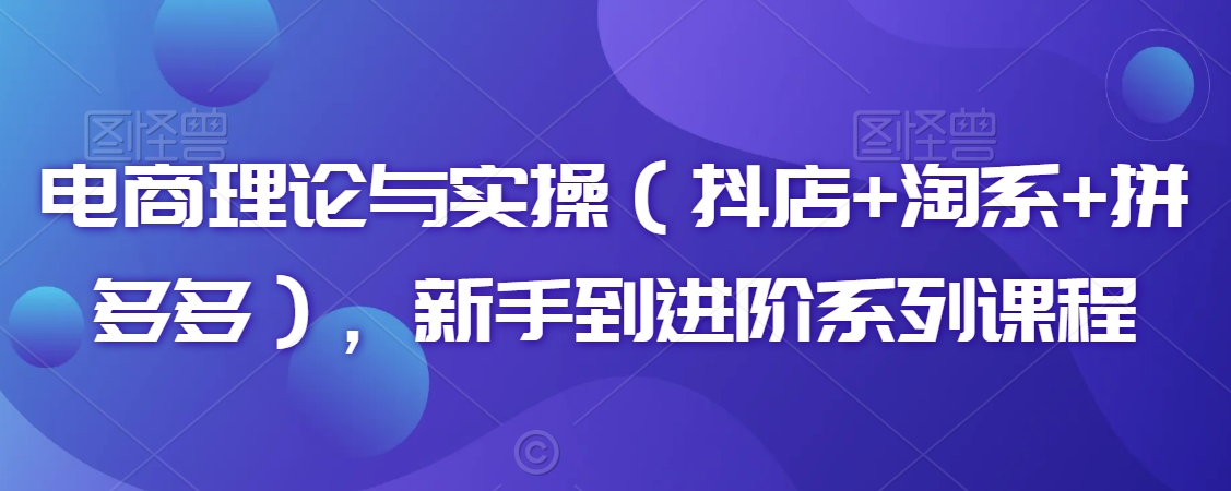 电商理论与实操（抖店+淘系+拼多多），新手到进阶系列课程-铭创资源库