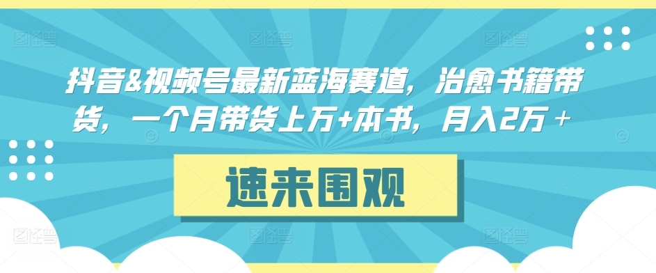 抖音&视频号最新蓝海赛道，治愈书籍带货，一个月带货上万+本书，月入2万＋【揭秘】-铭创资源库