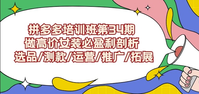 拼多多培训班第34期：做高价女装必盈利剖析选品/测款/运营/推广/拓展-铭创资源库