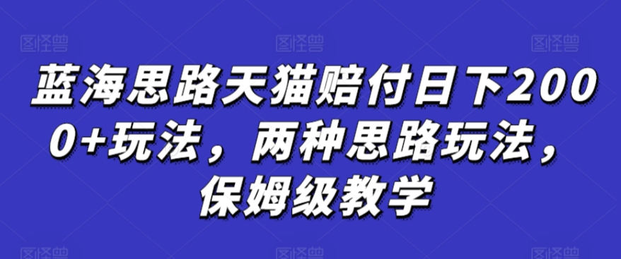 蓝海思路天猫赔付日下2000+玩法，两种思路玩法，保姆级教学【仅揭秘】-铭创资源库