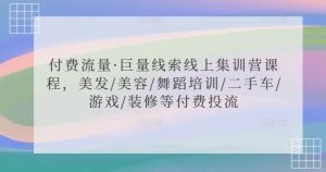 付费流量·巨量线索线上集训营课程，美发/美容/舞蹈培训/二手车/游戏/装修等付费投流-铭创资源库