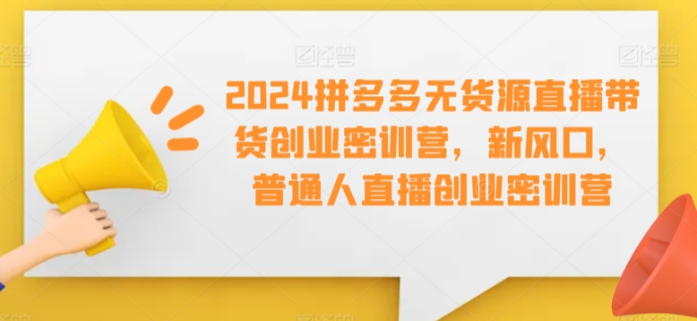 2024拼多多无货源直播带货创业密训营，新风口，普通人直播创业密训营-铭创资源库