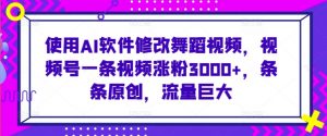 使用AI软件修改舞蹈视频,视频号一条视频涨粉3000+,条条原创,流量巨大【揭秘】-铭创资源库
