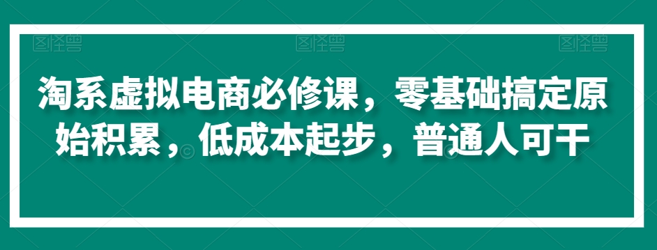 淘系虚拟电商必修课，零基础搞定原始积累，低成本起步，普通人可干-铭创资源库
