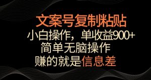 文案号掘金,简单复制粘贴,小白操作,单作品收益900+【揭秘】-铭创资源库