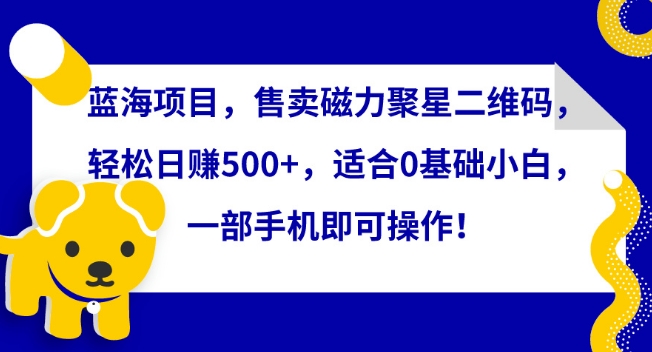蓝海项目，售卖磁力聚星二维码，轻松日赚500+，适合0基础小白，一部手机即可操作【揭秘】-铭创资源库
