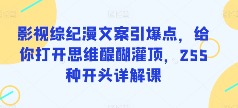 影视综纪漫文案引爆点，给你打开思维醍醐灌顶，255种开头详解课-铭创资源库