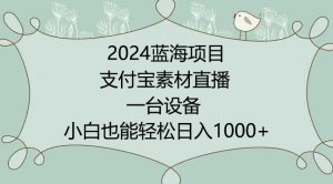 2024年蓝海项目，支付宝素材直播，无需出境，小白也能日入1000+ ，实操教程【揭秘】-铭创资源库