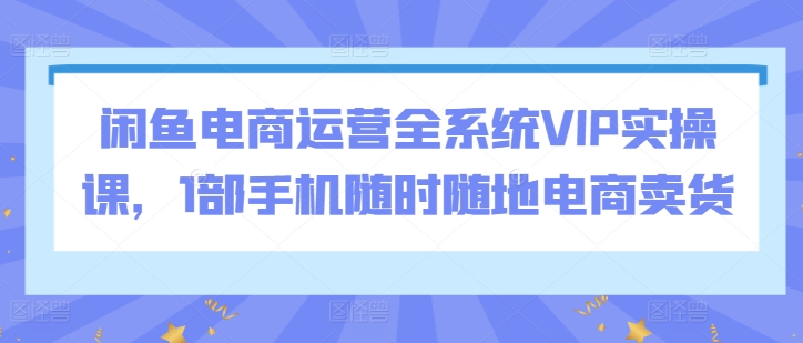 闲鱼电商运营全系统VIP实操课，1部手机随时随地电商卖货-铭创资源库