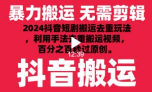 2024最新抖音搬运技术,抖音短剧视频去重,手法搬运,利用工具去重,达到秒过原创的效果【揭秘】-铭创资源库
