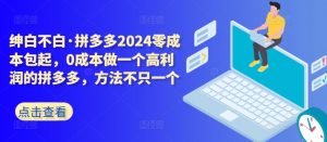 拼多多2024零成本包起,0成本做一个高利润的拼多多,方法不只一个-铭创资源库