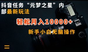 抖音任务“元梦之星”内部最新玩法，新手小白无脑操作，轻松月入10000+【揭秘】-铭创资源库