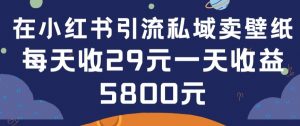 在小红书引流私域卖壁纸每张29元单日最高卖出200张(0-1搭建教程)【揭秘】-铭创资源库