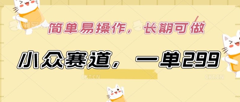 小众赛道，一单299.简单易操作，长期可做【揭秘】-铭创资源库