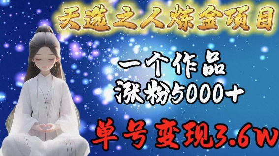 天选之人炼金项目，一个作品涨粉5000+，单号变现3.6w【揭秘】-铭创资源库