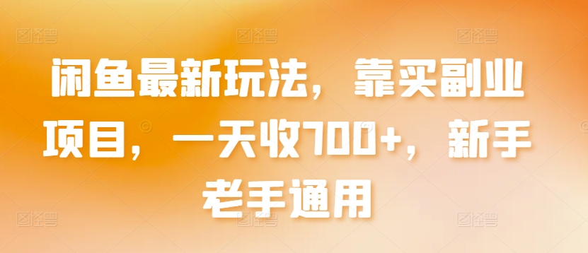 闲鱼最新玩法，靠买副业项目，一天收700+，新手老手通用【揭秘】-铭创资源库